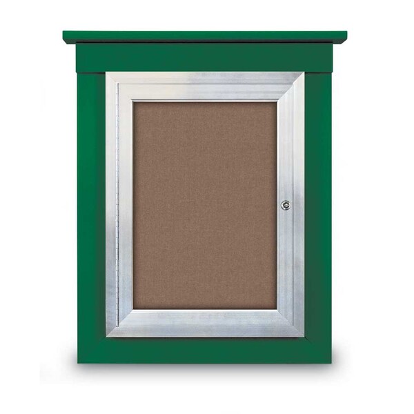 60"x48" 2-Door Enclosed Letterboard, Header, Grey Vinyl/Cherry